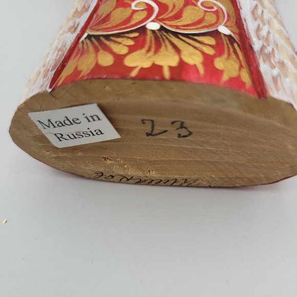 Wood Craved Russian Santa with Staff 7'' Signed Hand Craved Painted - Picture 10 of 10